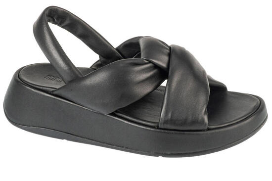 FITFLOP FitFlop F-Mode Knot Soft-Leather Flatform B/Strap Sandals GEHEEL ZWART