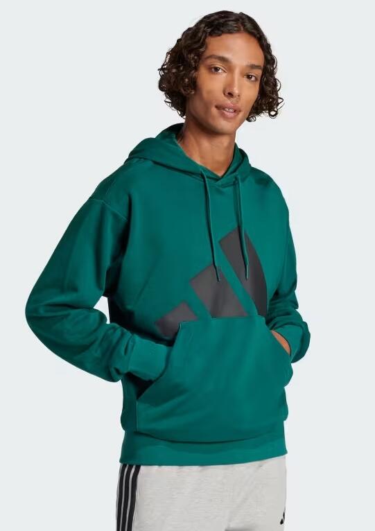 Felpa uomo adidas essentials big logo french terry - verde 3/5