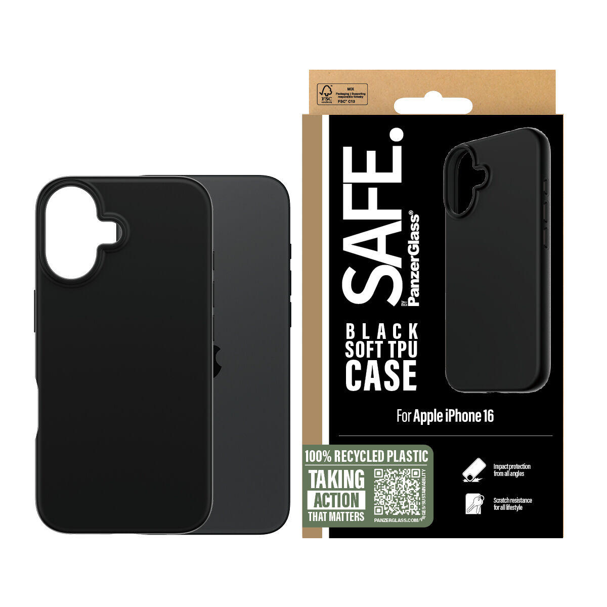 Protetor de ecrã para o telemóvel PanzerGlass iPhone 16 Transparente