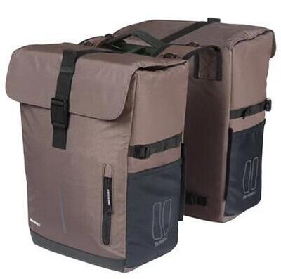 Basil move dubbele fietstas mik - 30l - bruin - perfect voor fietsen