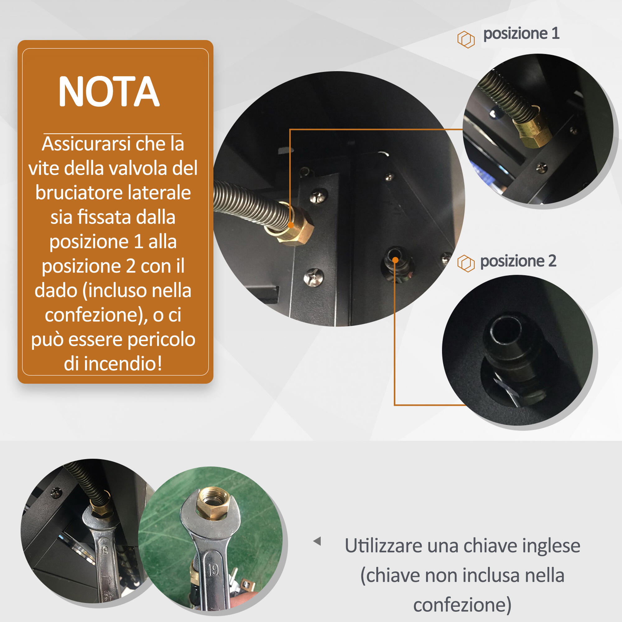Outsunny Barbecue a Gas con Coperchio e Termometro, Fornello Laterale e 2 Ruote 4/7