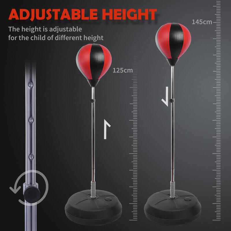 HOMCOM Set de box  pentru Copii cu Mănuși Și Înălțime Reglabilă 125-145 cm