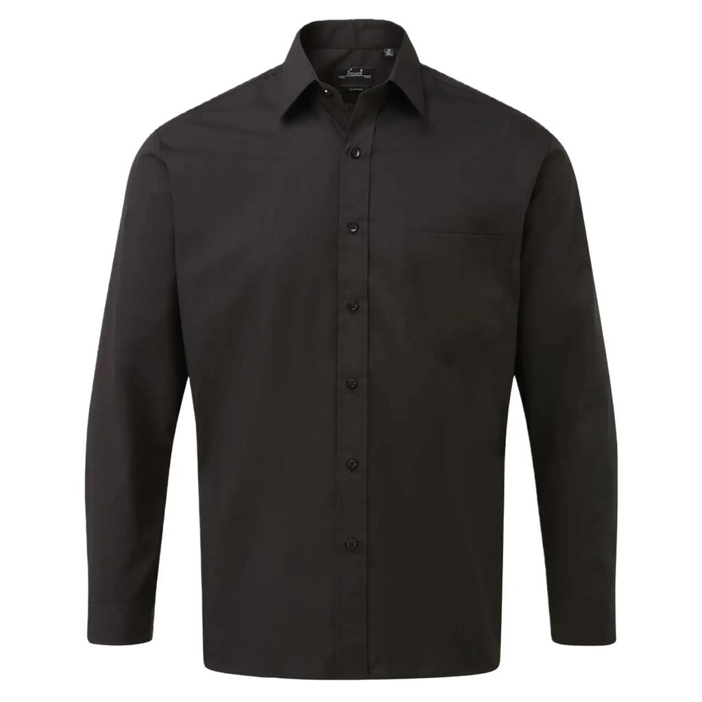 Mens Poplin LongSleeved Shirt (Black)