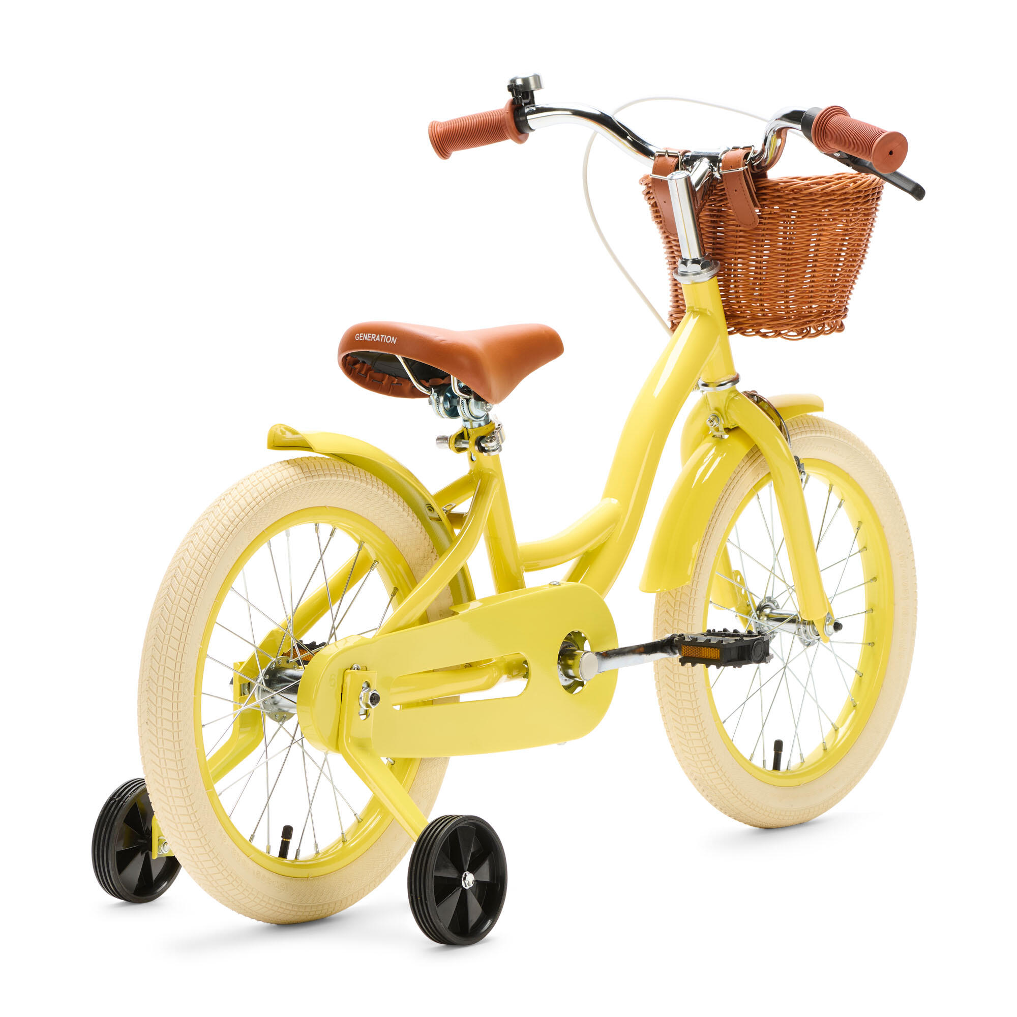 Generation Blanco 16 pulgadas Amarilla – Bicicleta Infantil con Cesta 3/4