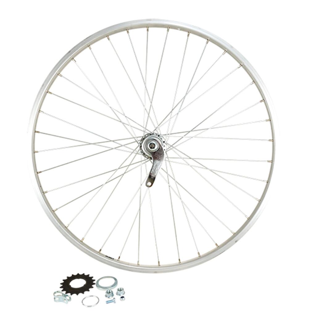 Rear bike wheel nut. Solid axle, aluminium rim. Velox Moy. Velosteel Coaster