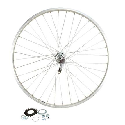 Achterwiel van de fiets moer. volle as aluminium velg Velox Moy. Velosteel Coast