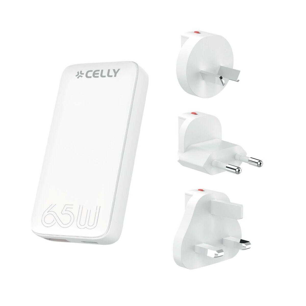 Carregador de parede celly tctraveluni65w tomada eu