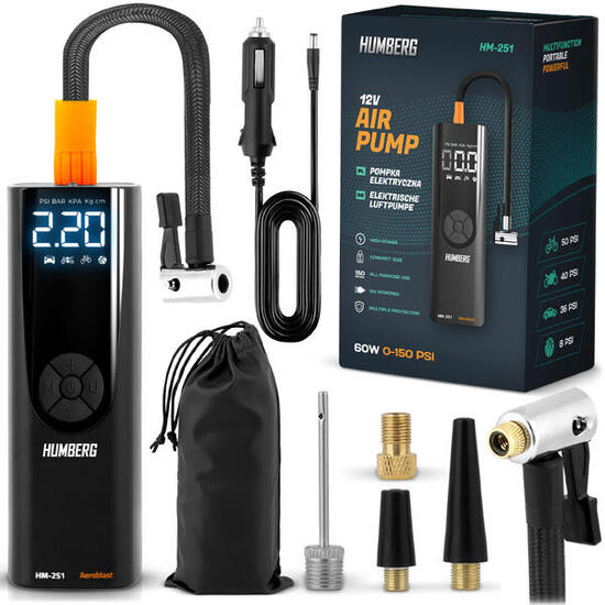 Pompka elektryczna rowerowa 12V sprężarka do opon Humberg HM-251