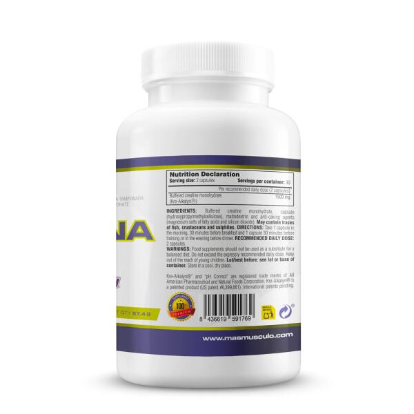 Creatina Kre-Alkalyn® 1500 mg - 60 capsule vegetali MASMUSCULO 5/6
