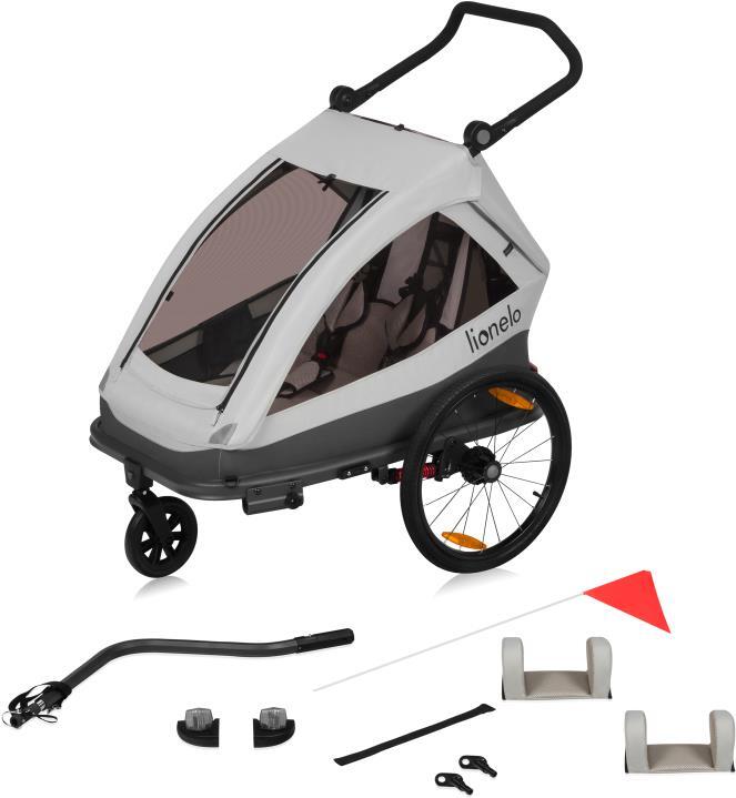 Lionelo Cama remolque bici carrito 2 en 1 suspensión SIQ 2 niños 5/9