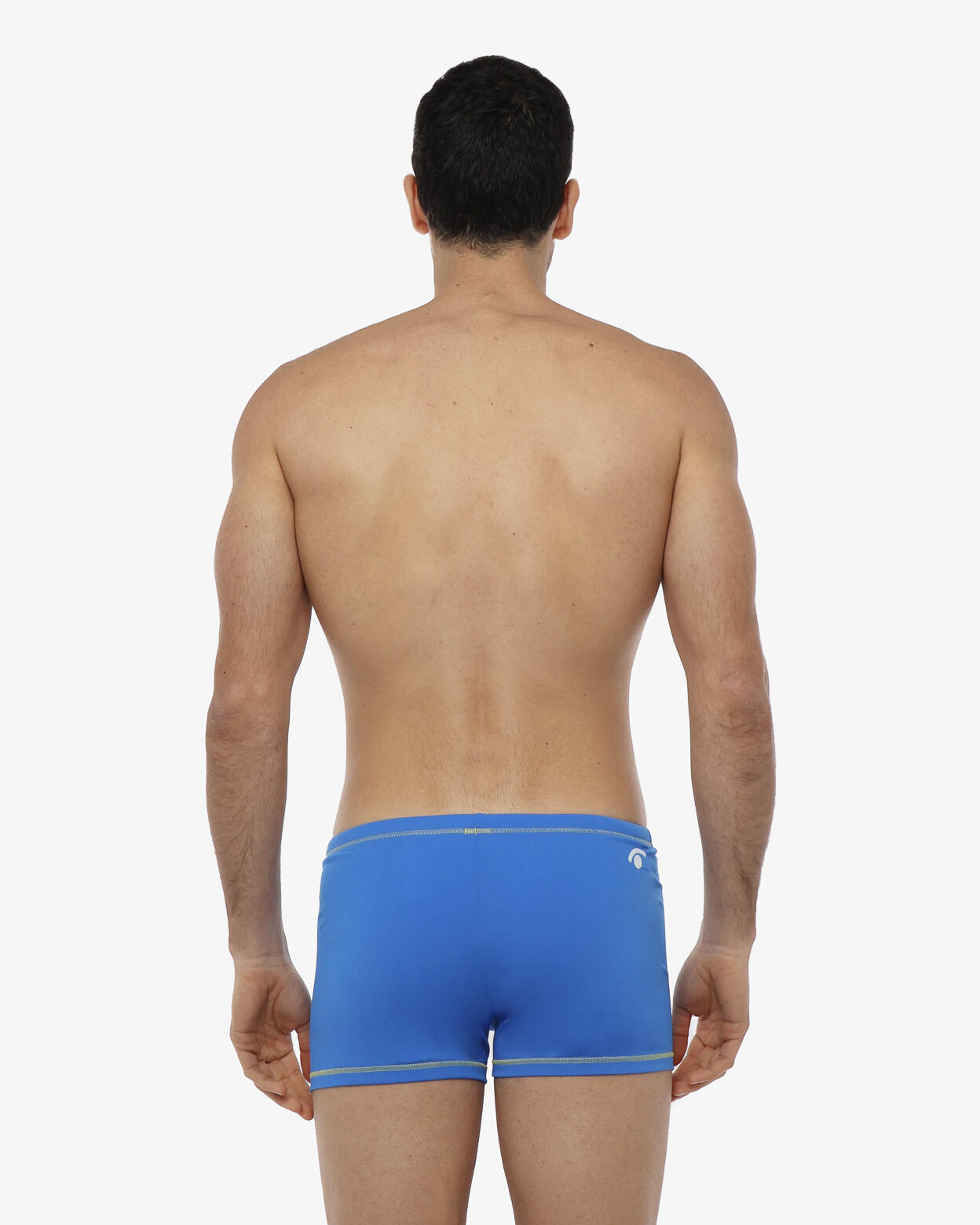 Königsblauer und gelber Herren-Badeanzug aus synthetischem Material zum Schwimme 2/5