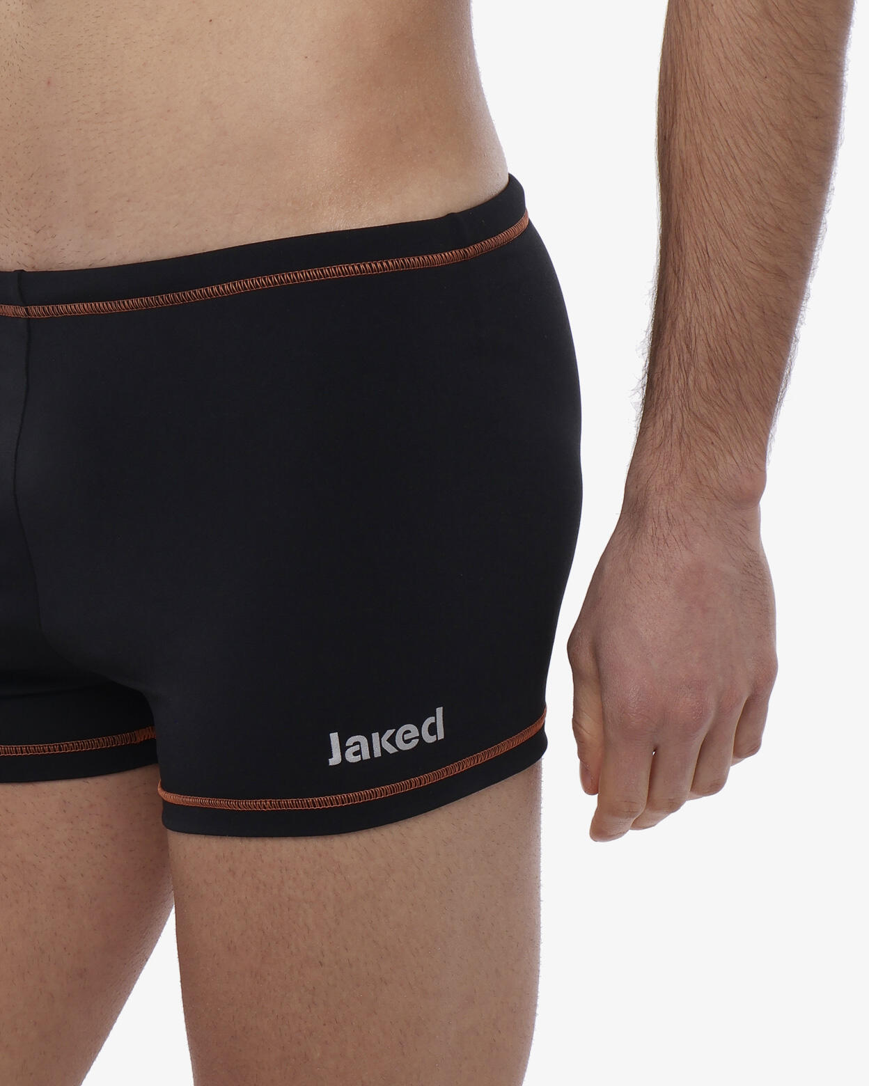Maillot de baño sintético negro y naranja para hombre 3/5