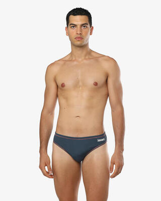 costume navy e rosso da uomo in mat. sintetico da nuoto