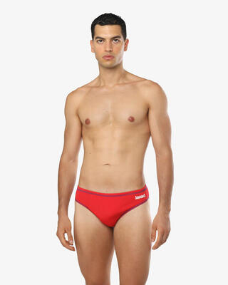 costume navy e rosso da uomo in mat. sintetico da nuoto