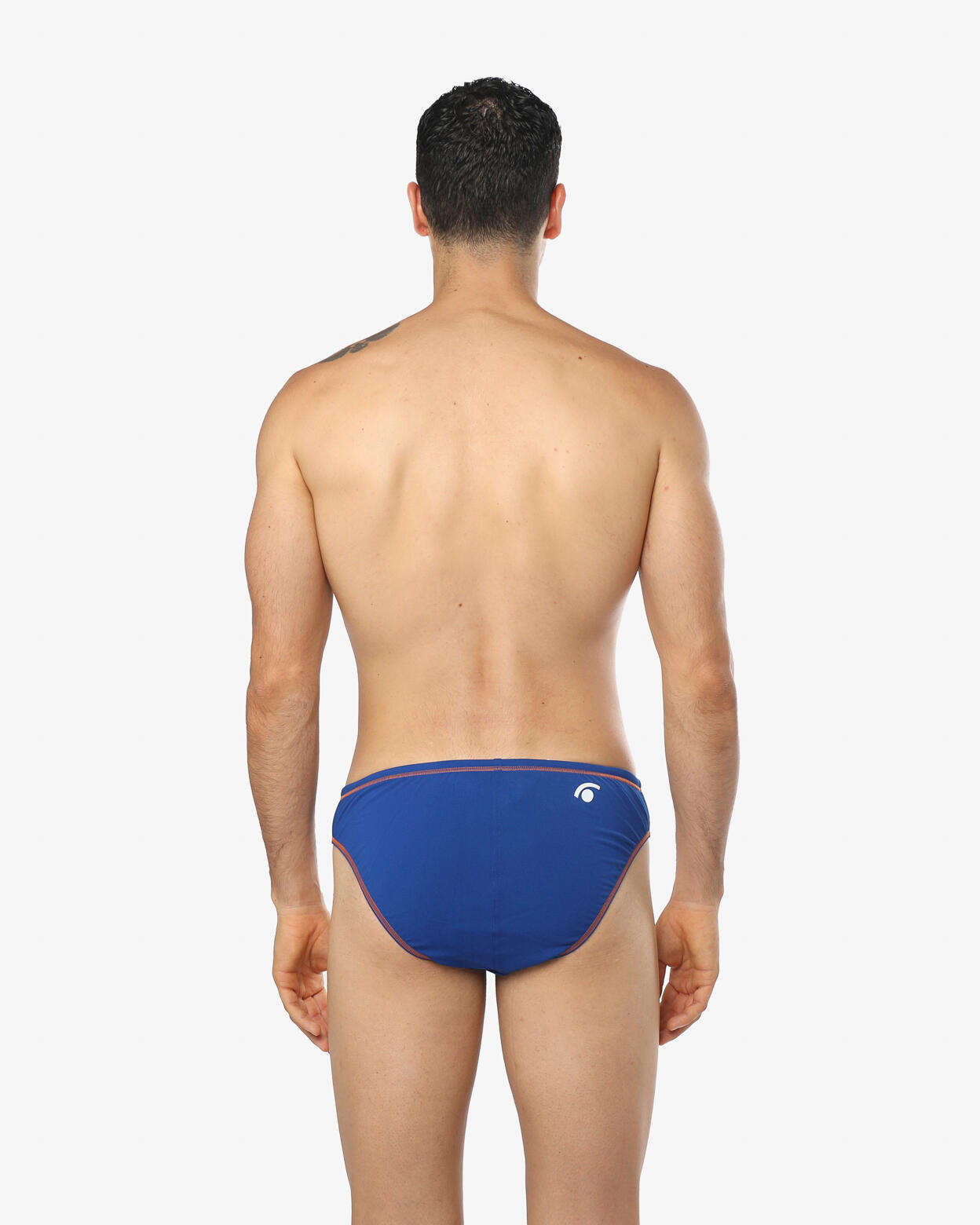 Maillot de bain synthétique bleu fluo et orange pour homme 2/5