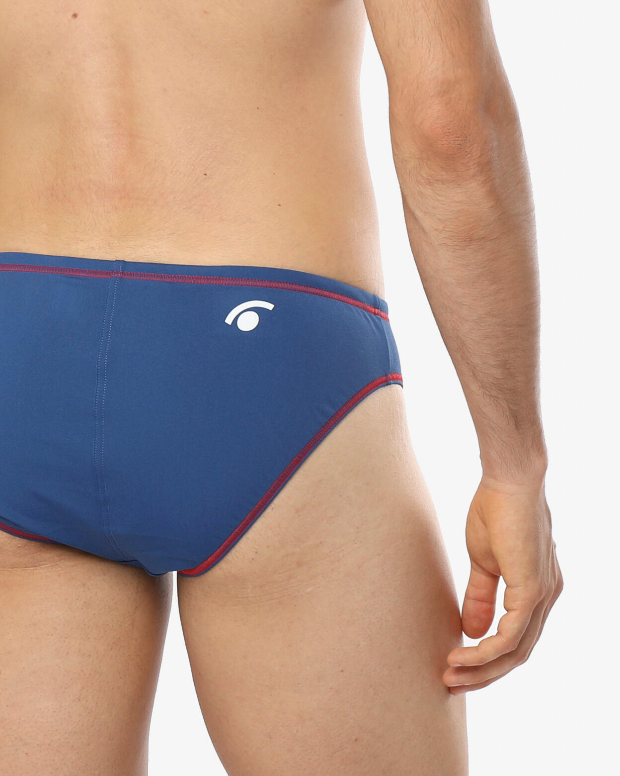 Maillot de bain synthétique bleu marine et rouge pour homme 4/5
