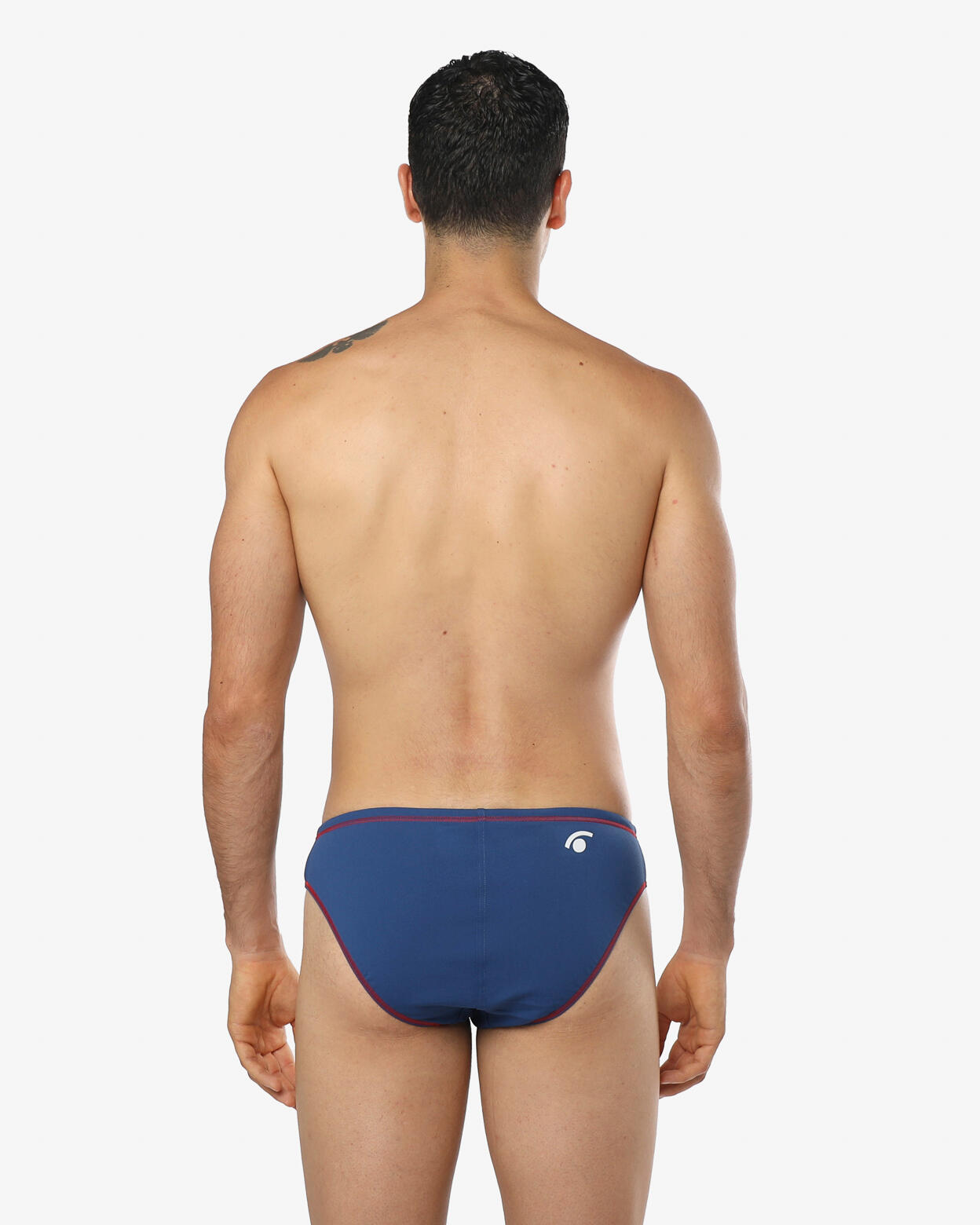 Maillot de bain synthétique bleu marine et rouge pour homme 2/5