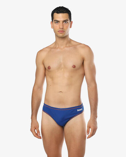 Maillot de bain synthétique bleu fluo et orange pour homme