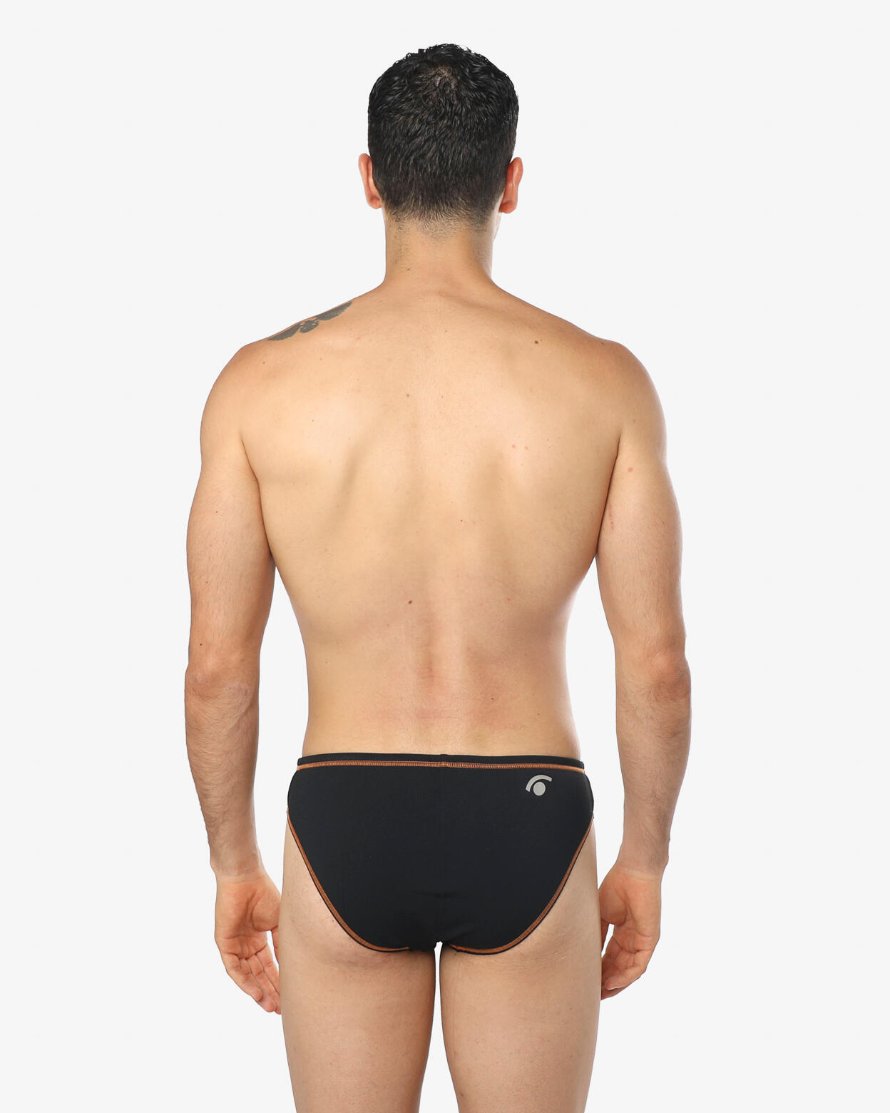 Maillot de bain synthétique noir et orange pour homme 2/5
