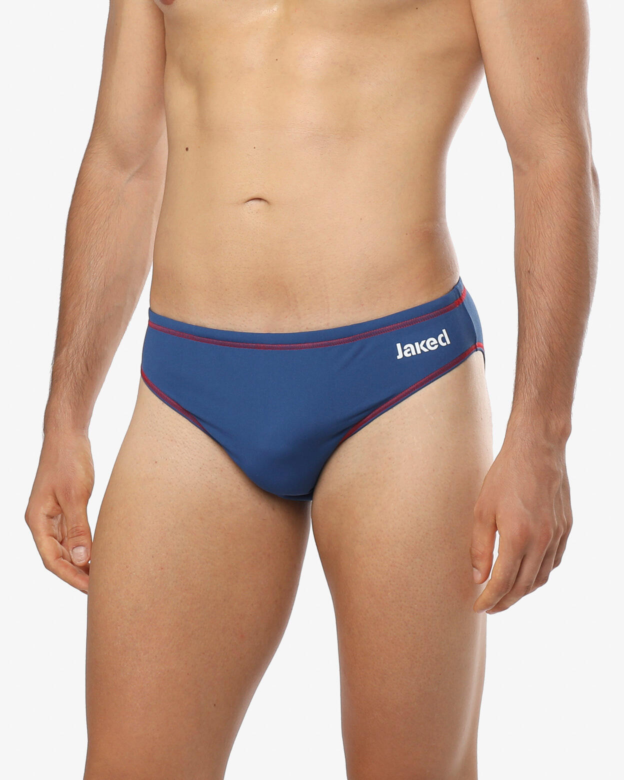 Maillot de bain synthétique bleu marine et rouge pour homme 3/5