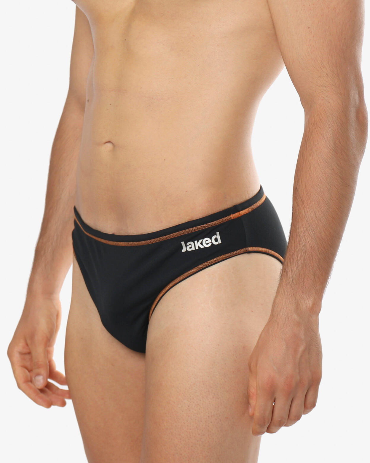 Maillot de bain synthétique noir et orange pour homme 3/5