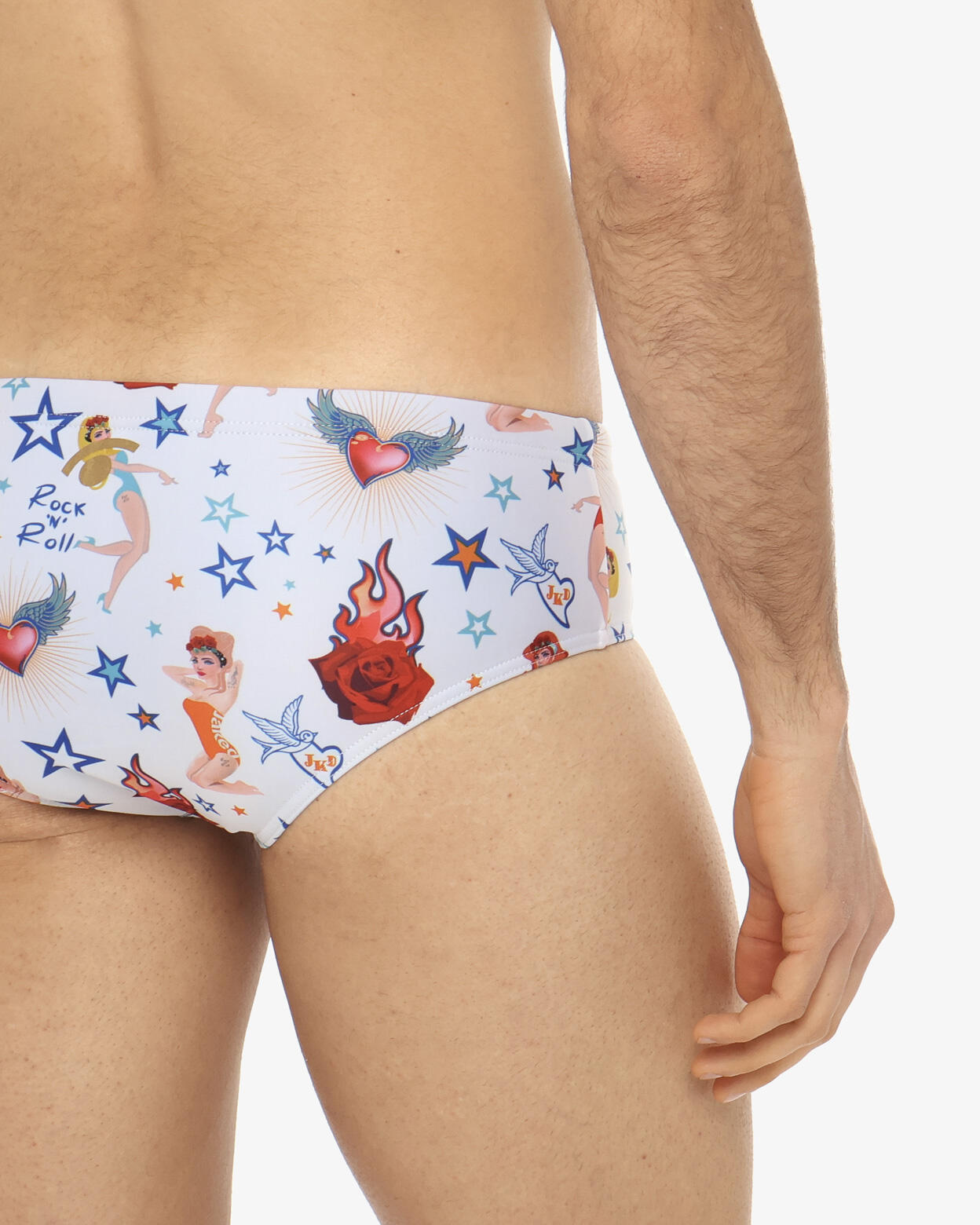 Bañador tipo slip sintético blanco para hombre 3/4