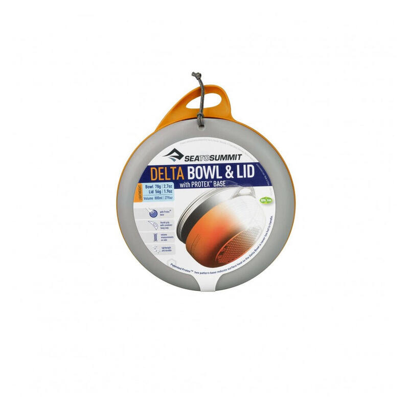 Bol camping Sea To Summit Delta bowl cu capac, volum 750 ml, portocaliu