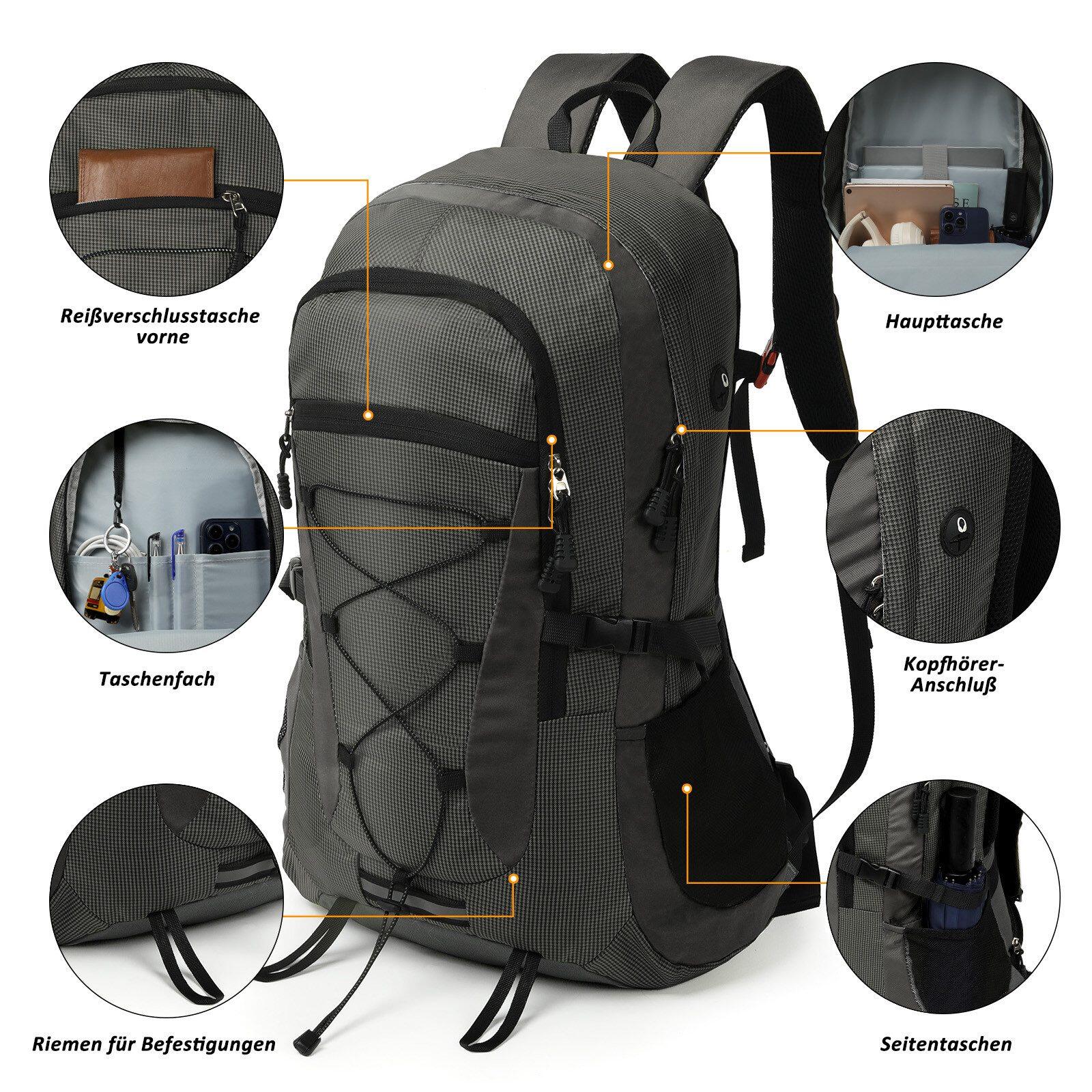 Rucksack Grau 45 Liter für Backpacking und Trekking Touren Bergwandern 3/6