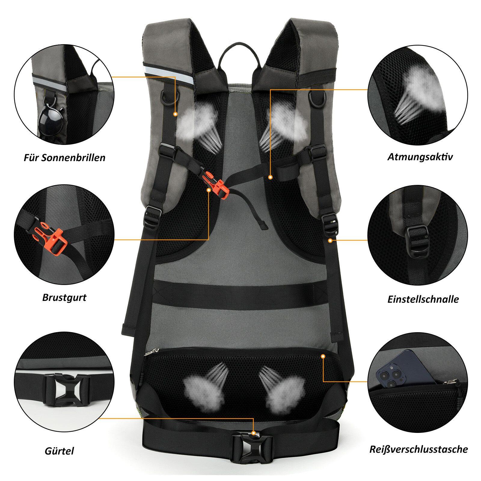 Rucksack Grau 45 Liter für Backpacking und Trekking Touren Bergwandern 4/6