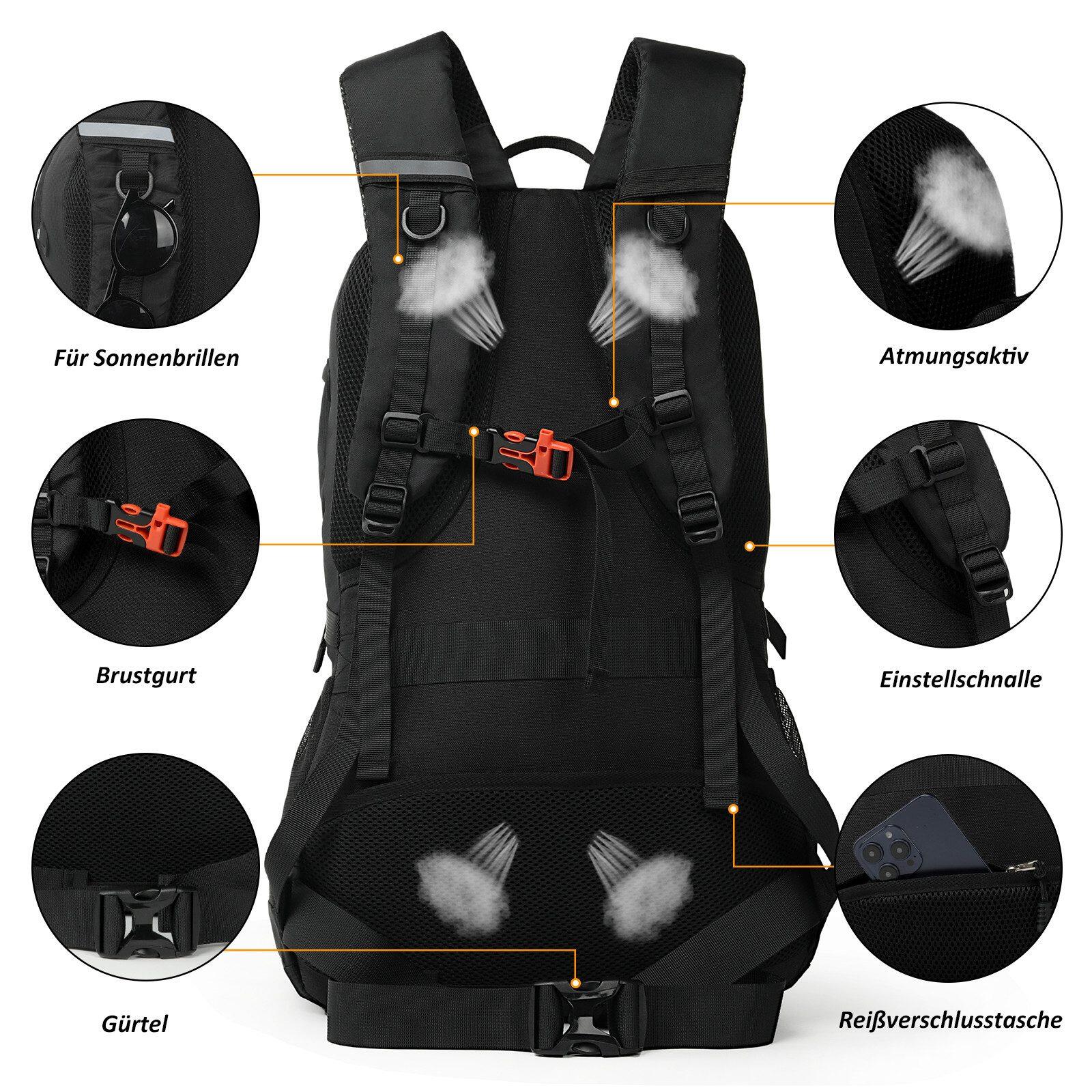 Trekking Rucksack Schwarz 45 Liter Ideal für Backpacking und Wander Touren 4/6