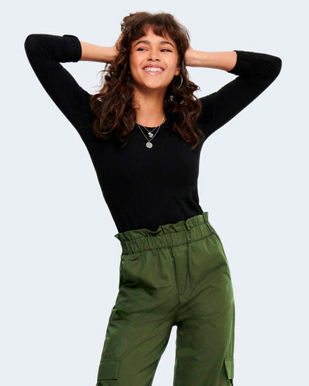 t-shirt manches longues LIVE LOVE L/S O-NECK TOP NOOS JRS FEMME noir