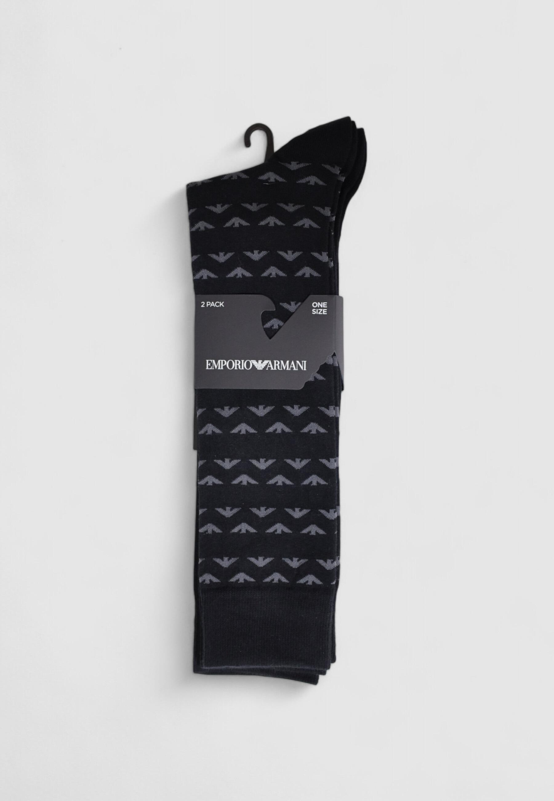 Emporio Armani Connected. Calzini Uomo 2 Pack Nero Calze Ritiro Gratis