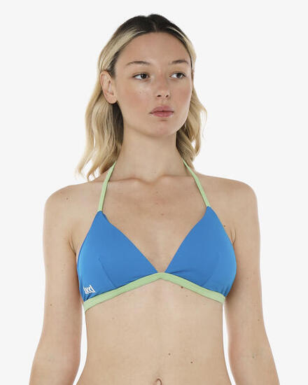 top per costume da bagno papaya e bianco da donna in mat. sintetico da nuoto