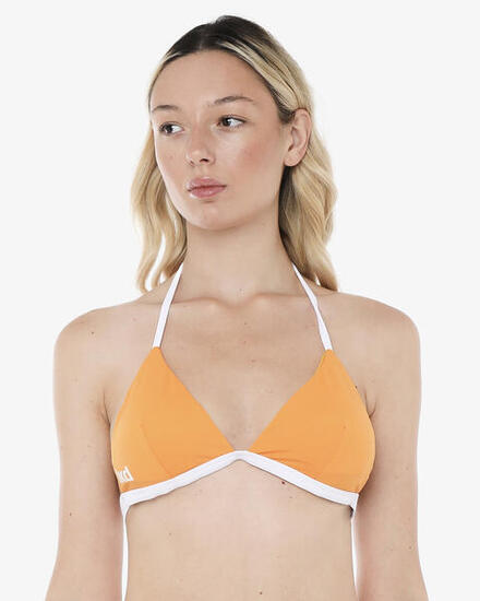 top per costume da bagno papaya e bianco da donna in mat. sintetico da nuoto