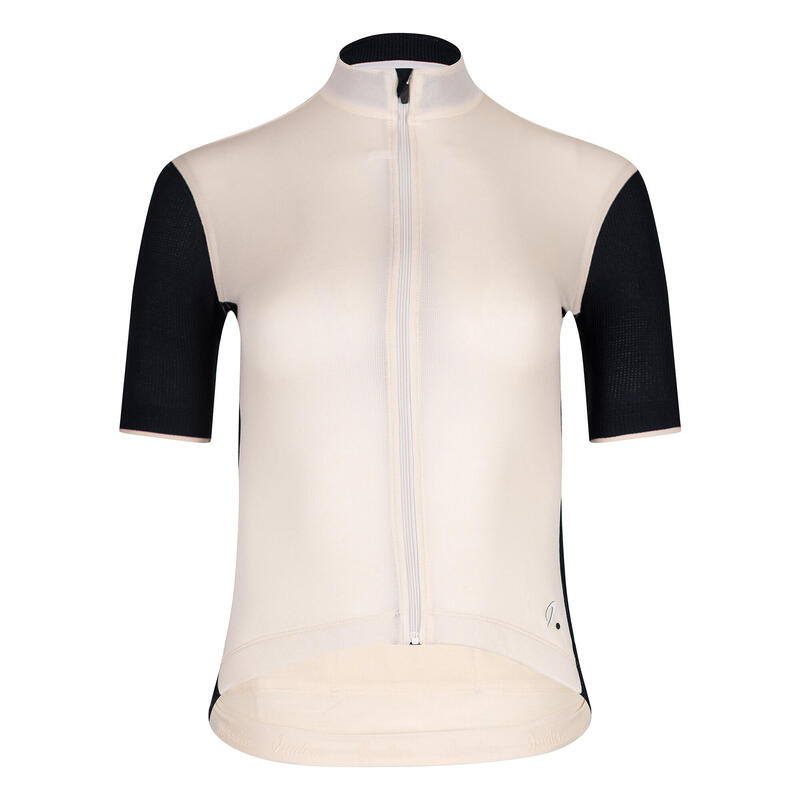 Maillot à manches courtes de cyclisme pour femmes Blanc Antique/Noir ébène