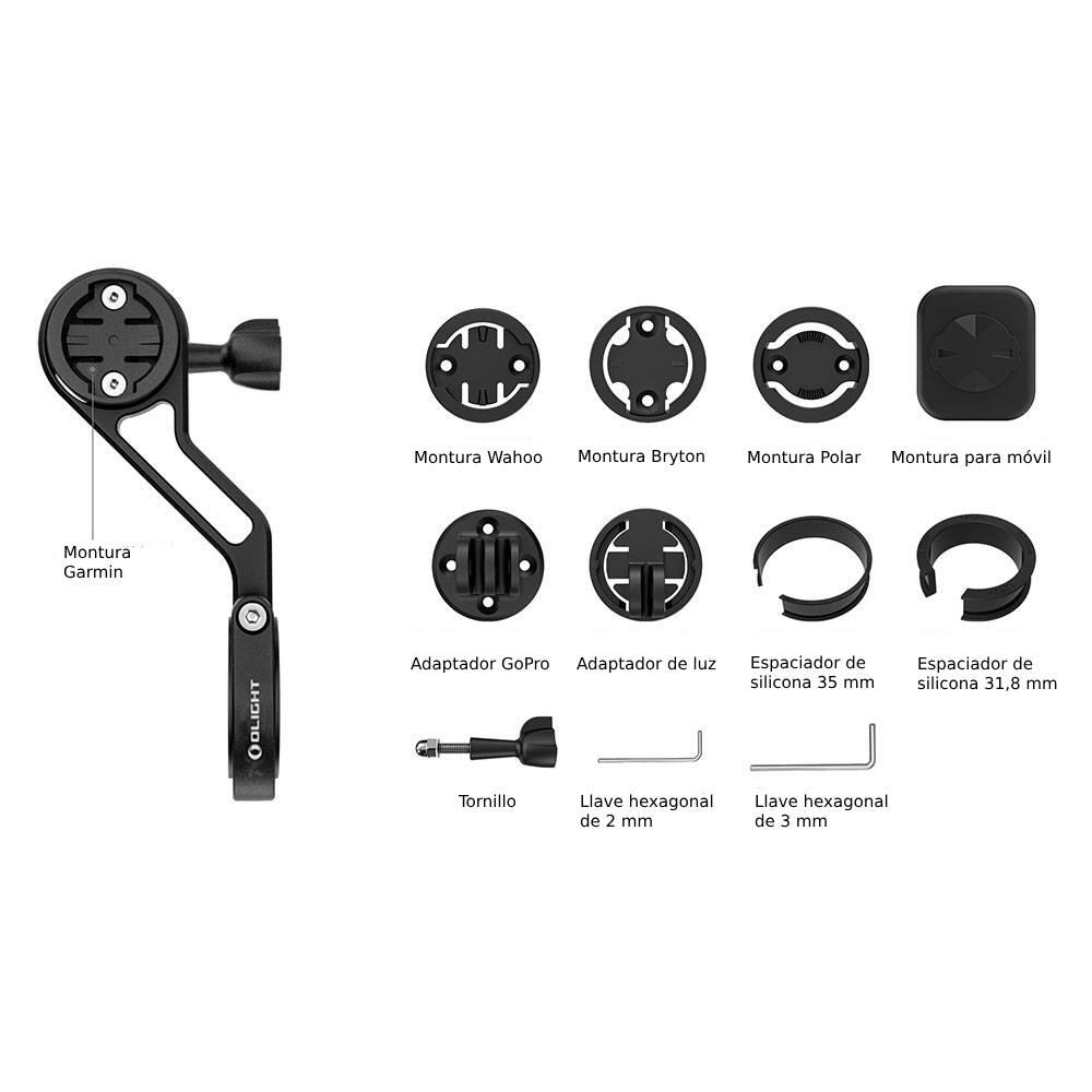 Soporte TTA de bicicleta para GPS y luz delantera Olight 3/4