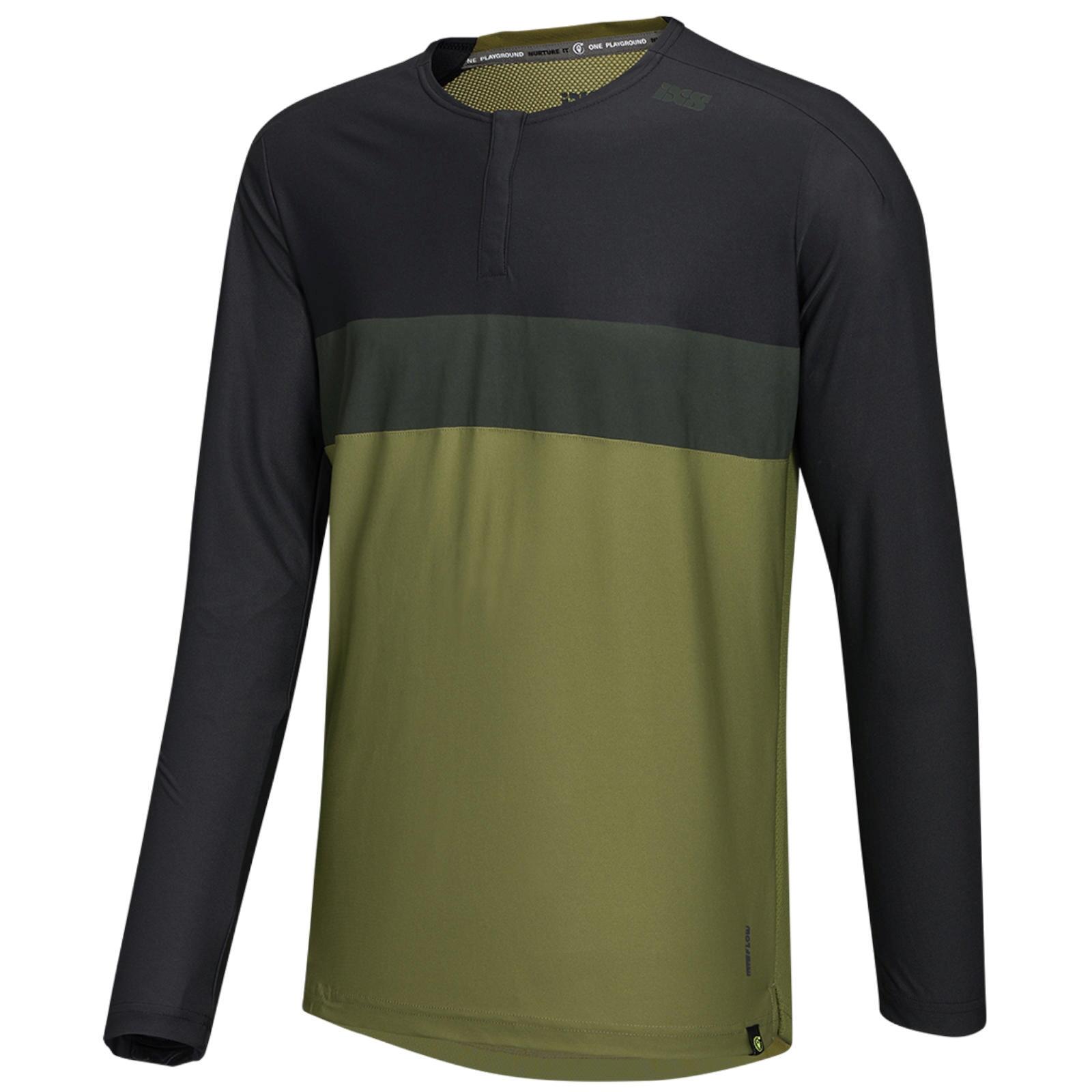 Ixs - Flow Xtg Manches Longues Henley - Olive/black - T-shirt Manches Longues - Vert - 36 Xs - Decathlon