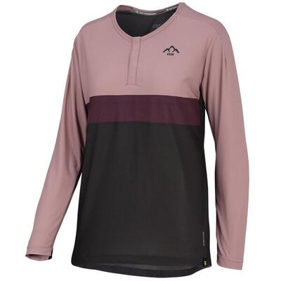 Flow xtg vrouwen lange mouw henley - antraciet / rozijn