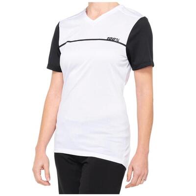 Ridecamp jersey met korte mouwen voor dames - wit/zwart