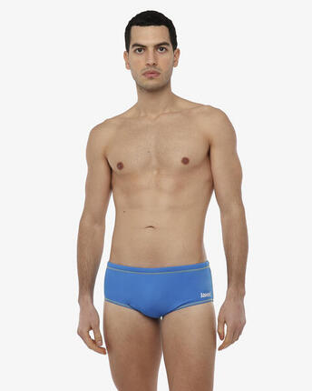 Maillot de bain synthétique bleu fluo et orange pour homme
