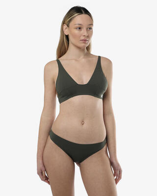 top per costume da bagno verde militare da donna in mat. sintetico da nuoto