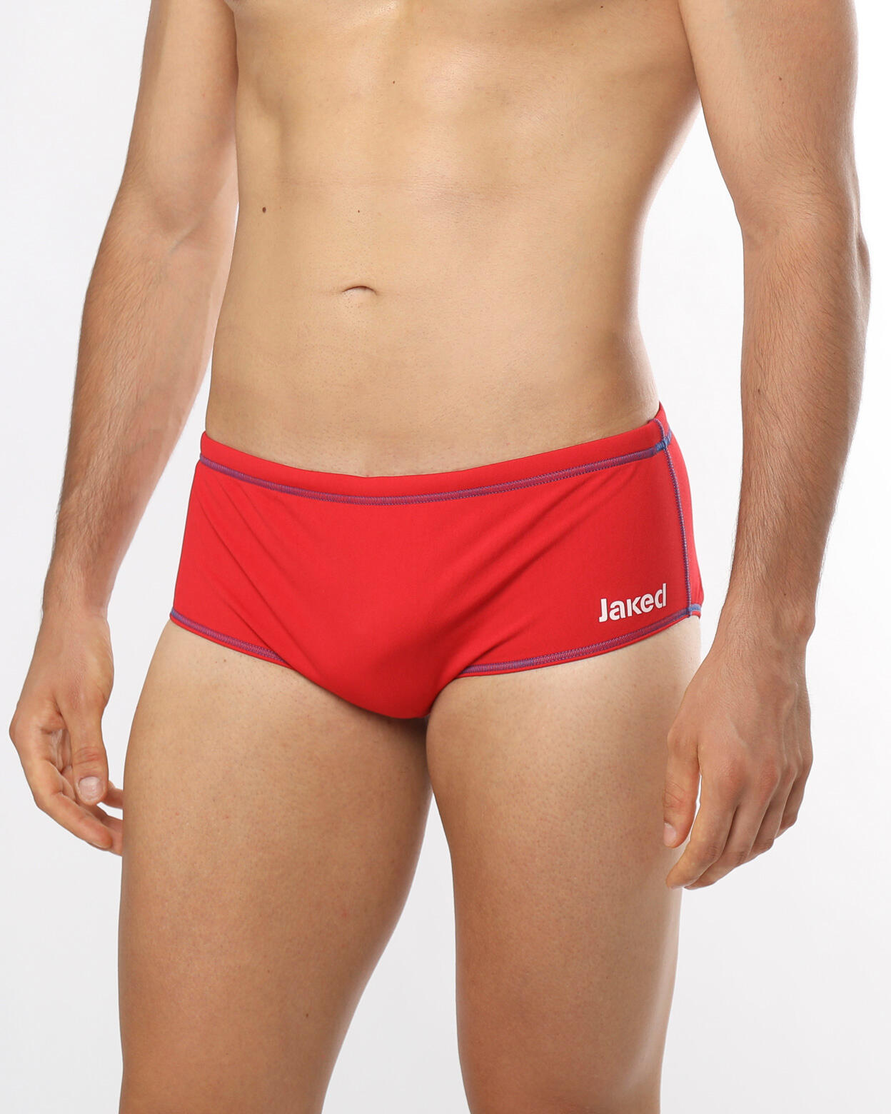 Traje de baño sintético rojo y azul para hombre. 3/5