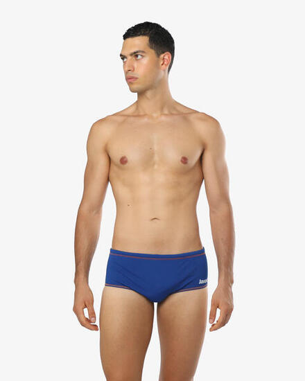 Maillot de bain synthétique bleu fluo et orange pour homme
