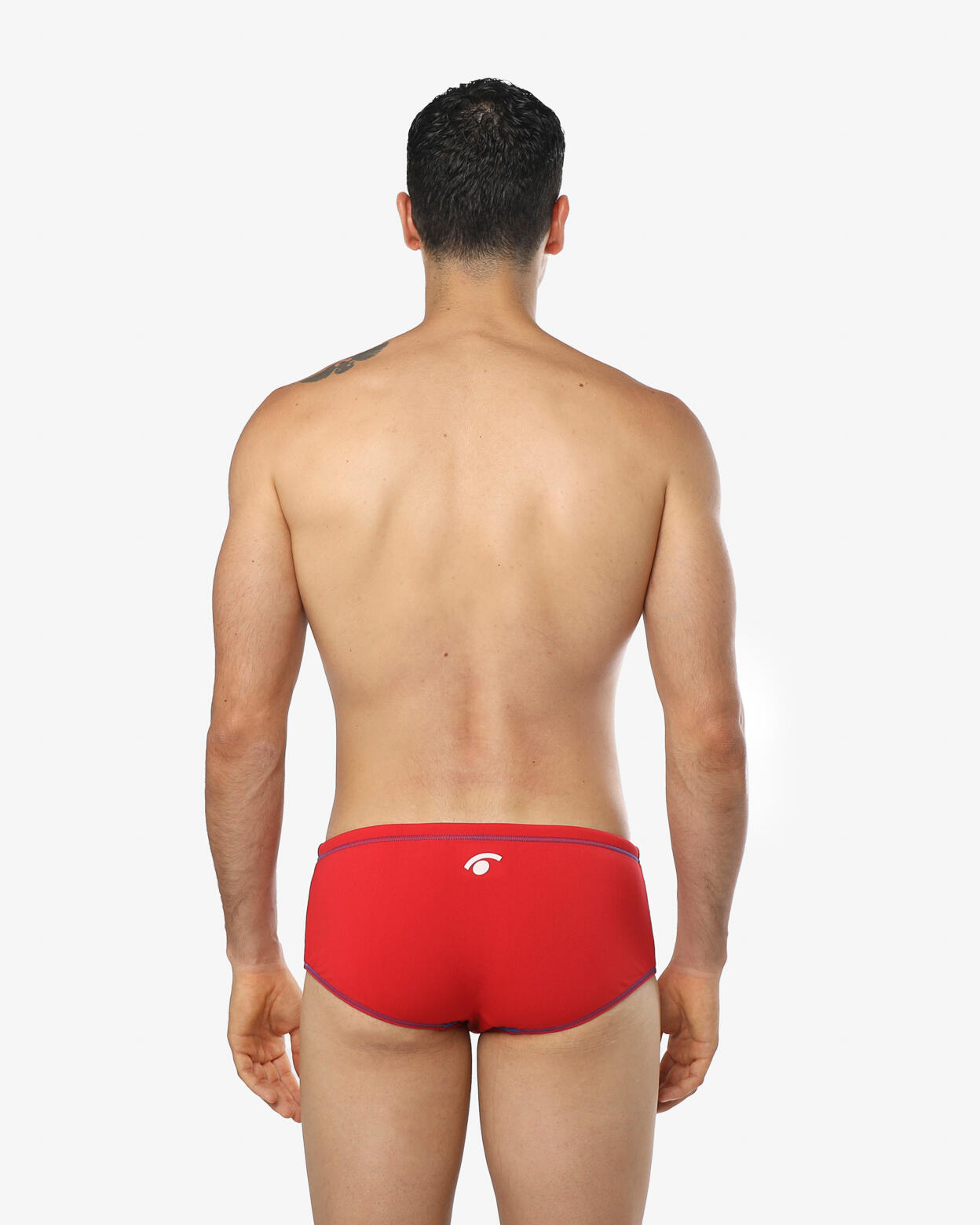Traje de baño sintético rojo y azul para hombre. 2/5