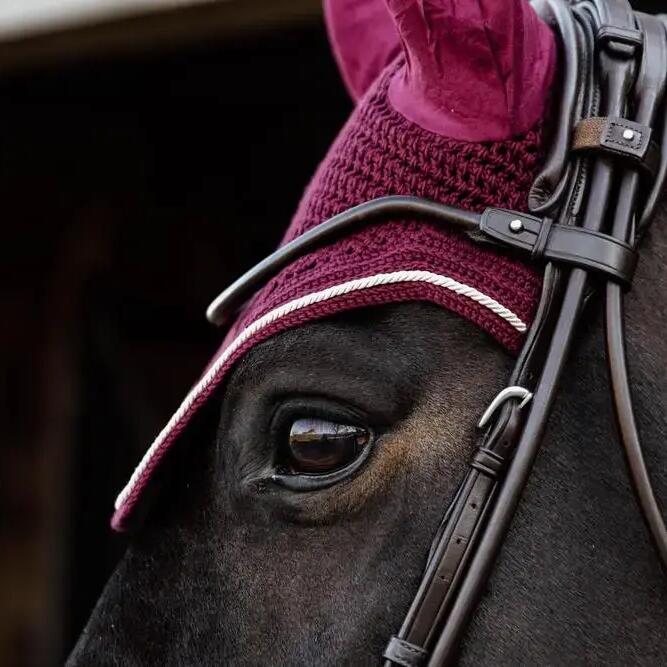 Fly veil Wellington velvet bordeaux pony