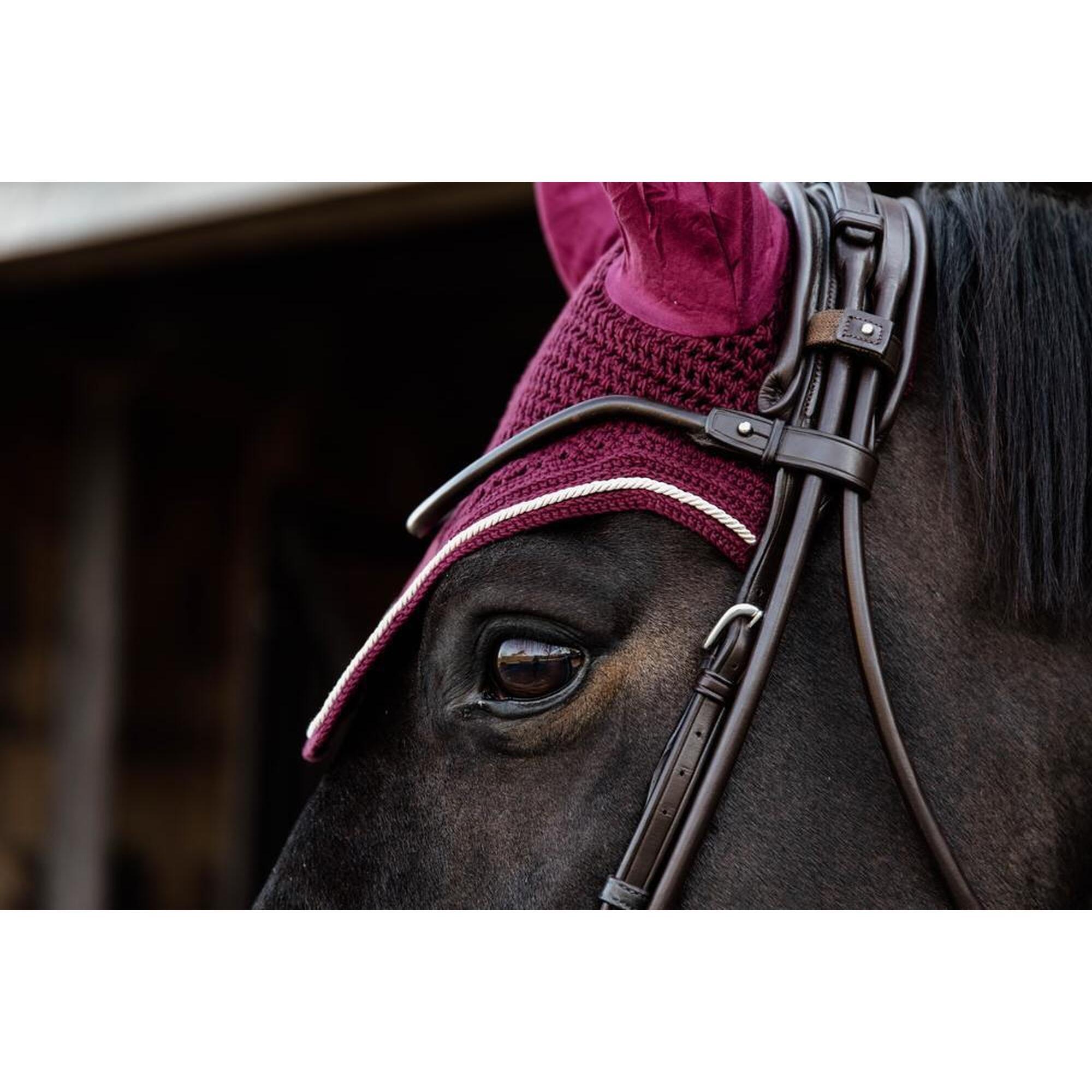 Kentucky Horsewear - Bonnet Anti-mouche Wellington Velvet Bordeaux Pony - Masque Anti Mouche - Rouge - No Size - Decathlon