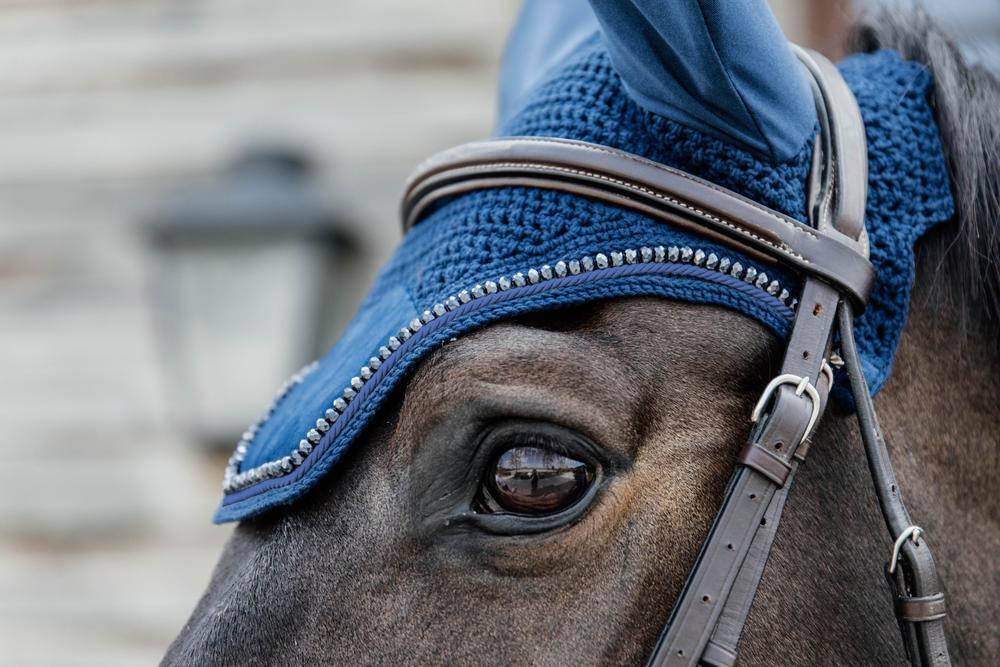 Wellington Oornetje - Velvet Pearls - Marine - Voor Paard 4/5