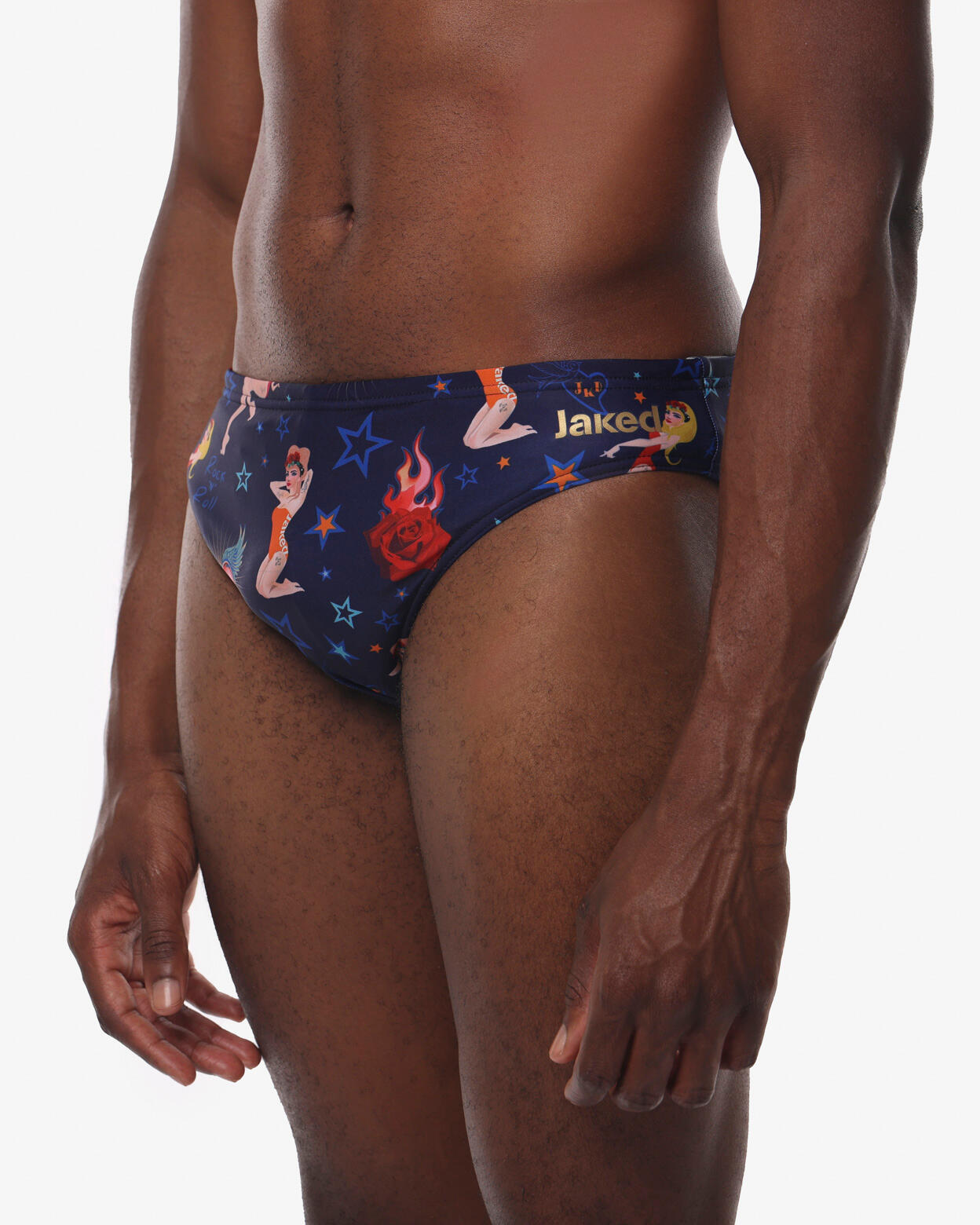 Maillot sintético azul para hombre 3/4