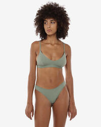 Bas de maillot de bain femme vert militaire en matière synthétique pour la natat
