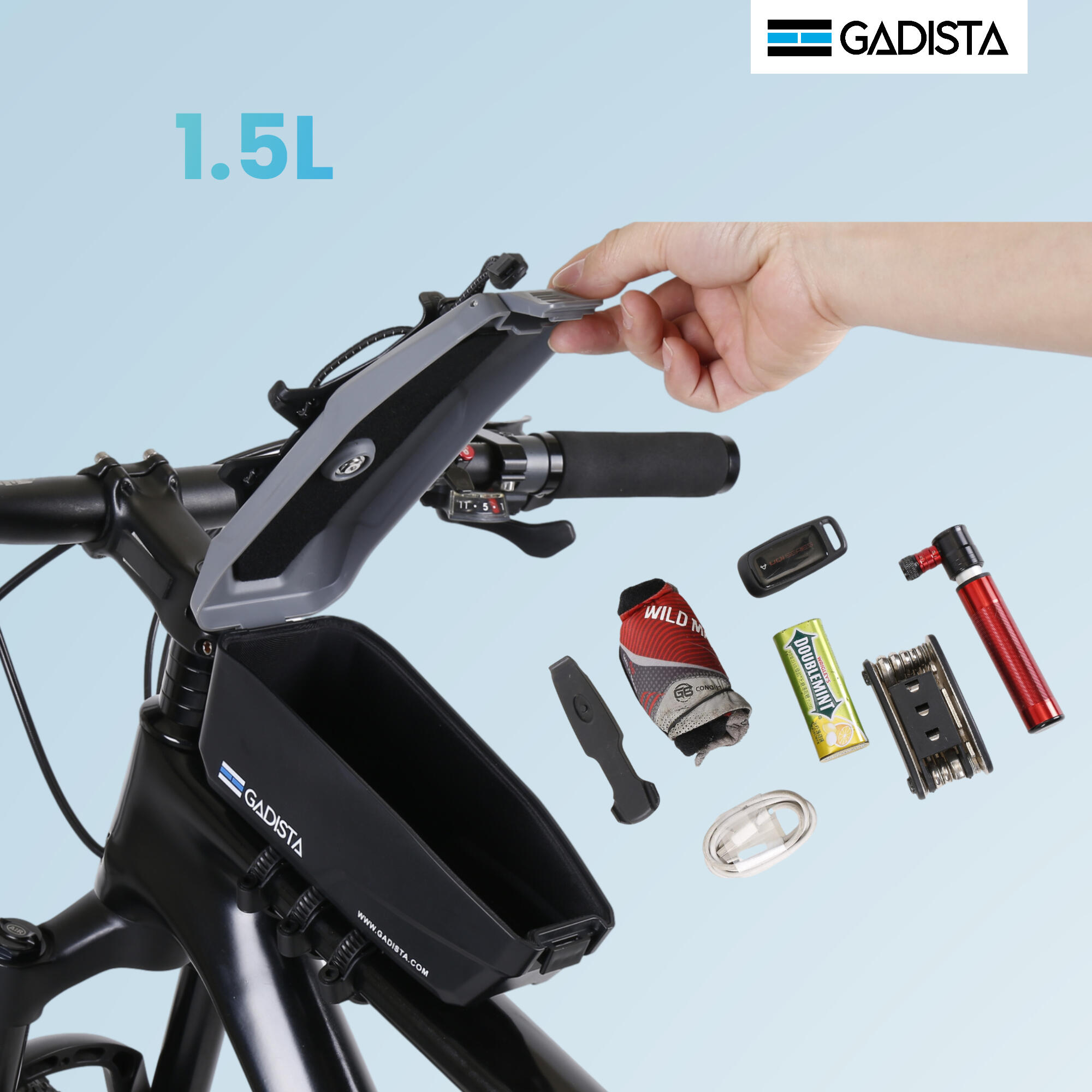 Support Téléphone Vélo GADISTA 7 Pouces Avec Boîte à Gants Intégrée